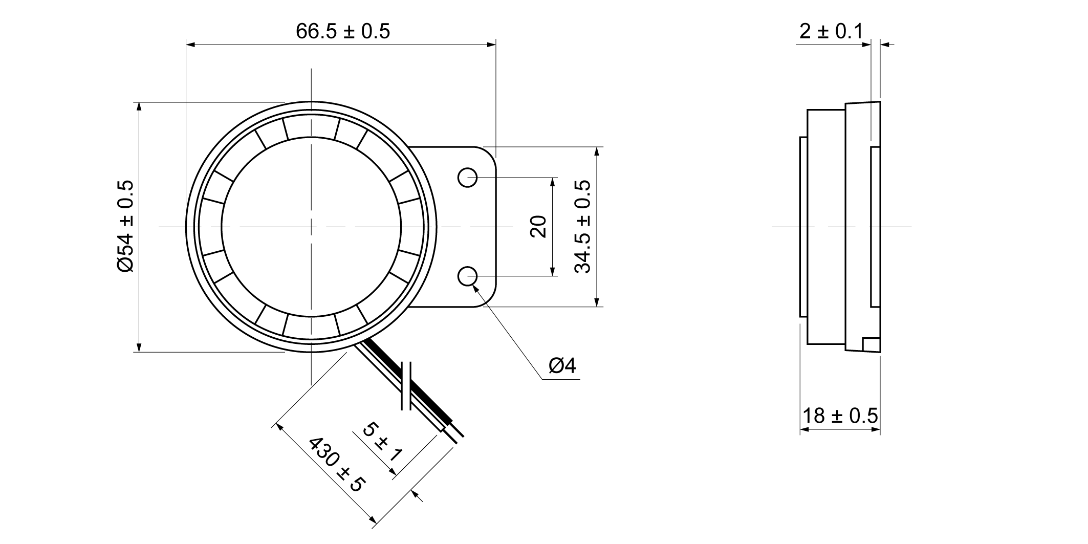 XPB5518-08.20R12W Mechanical Drawing